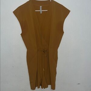 Brown Sleeveless Wrap Romper